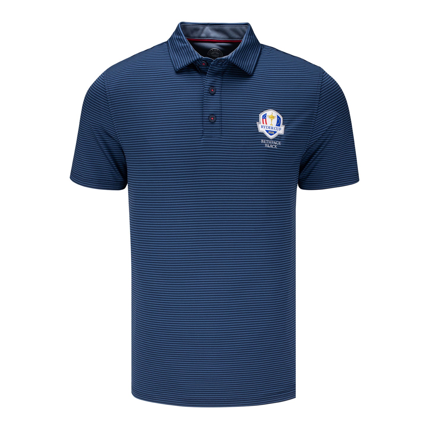 Flag & Anthem PGA HOPE x 2025 Ryder Cup Naples Stripe Polo in Navy and Blue - Front View