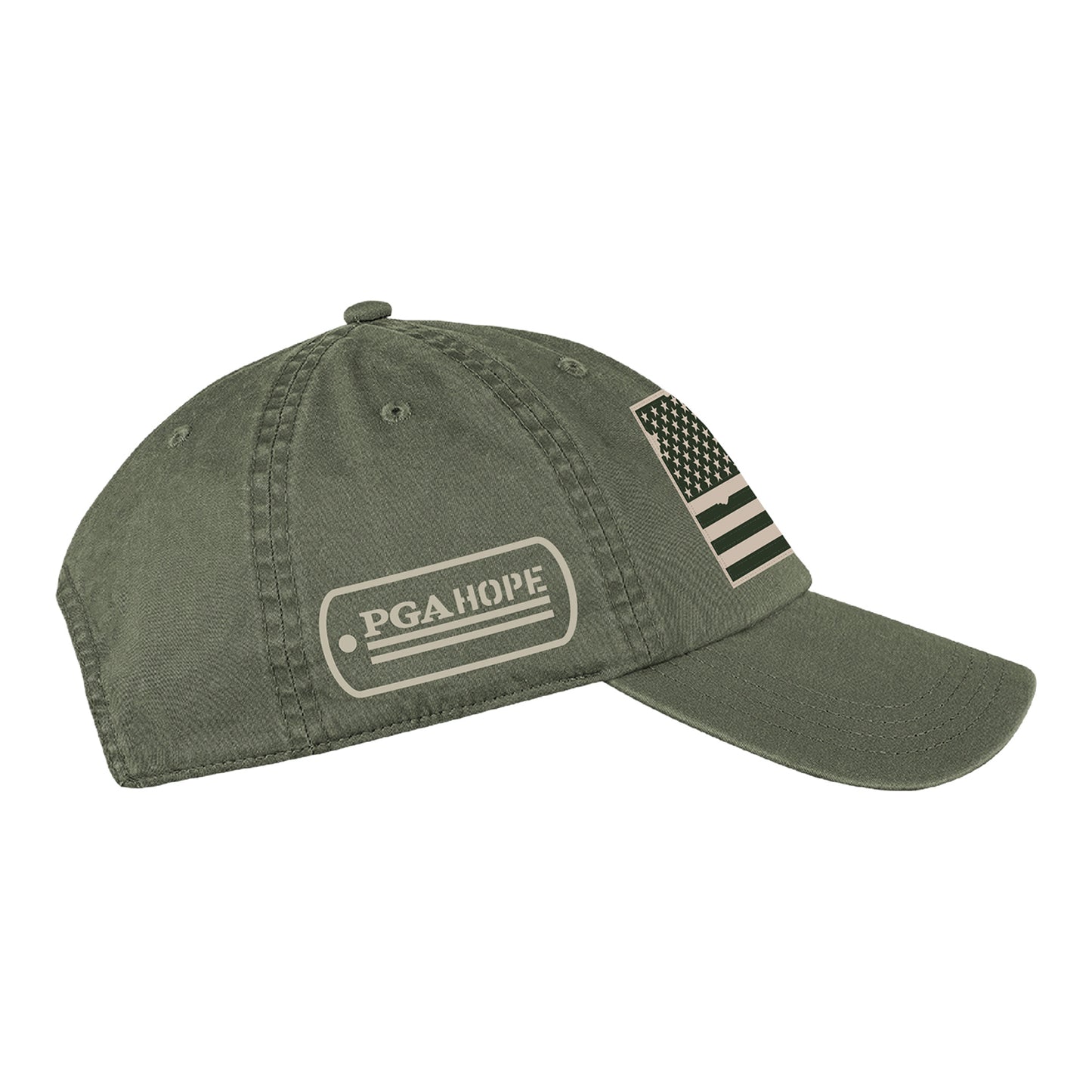 Ahead PGA HOPE Sonne Cotton Twill Patch Flag Hat in Olive - Right Side View