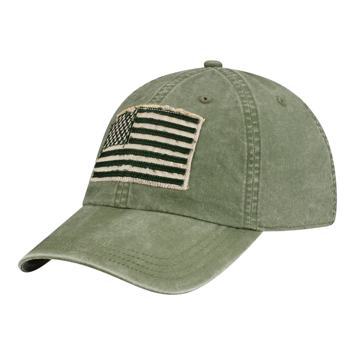 Ahead PGA HOPE Sonne Cotton Twill Patch Flag Hat in Olive - Angled Front Left View