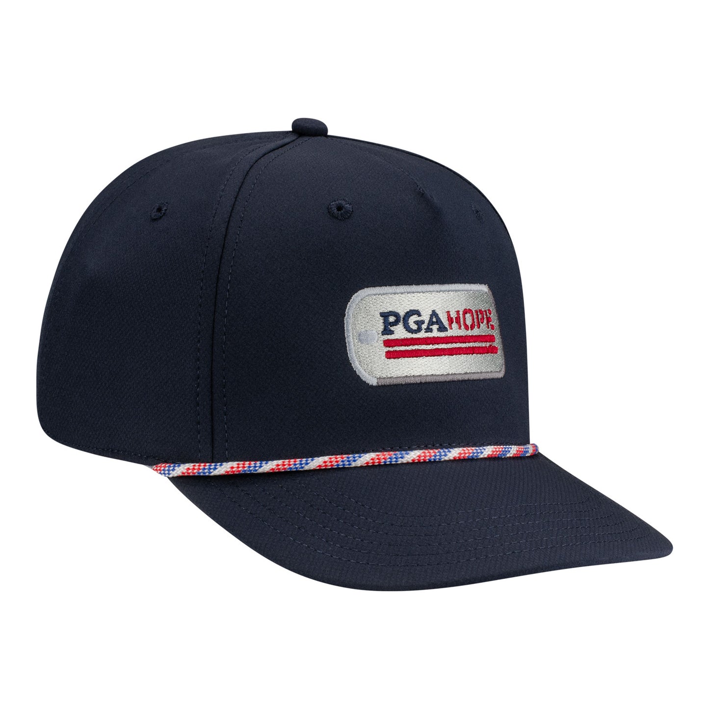 Ahead PGA HOPE Alto Rope Hat in Navy and Red Multi - Angled Front Right View
