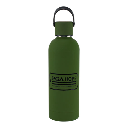 Tournament Solutions PGA HOPE Stainless 17oz Water Bottle in Olive - Front View