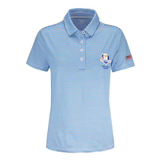 Flag & Anthem PGA HOPE x 2025 Ryder Cup Women's Naples Stripe Polo in Navy and Blue - Front View
