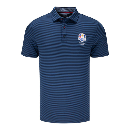 Flag & Anthem PGA HOPE x 2025 Ryder Cup Naples Stripe Polo in Navy and Blue - Front View