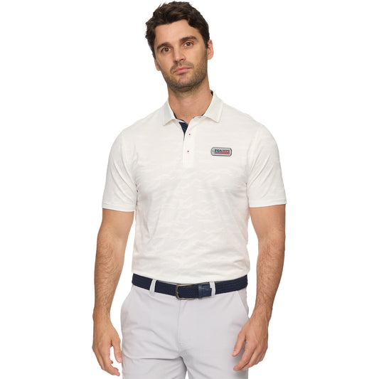 Flag & Anthem PGA HOPE Arcadia Camo Performance Polo in White - Modeled Front