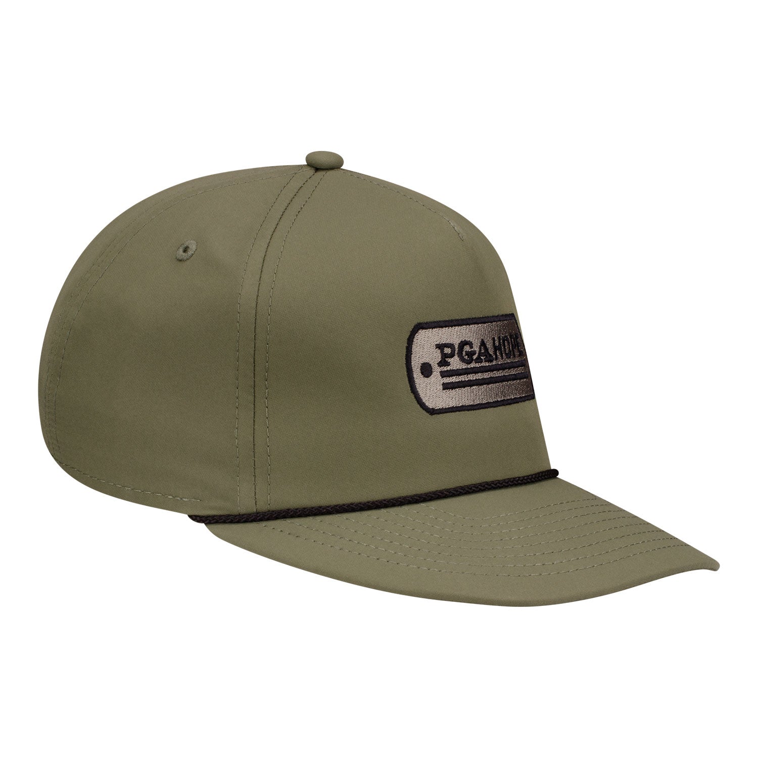 Imperial PGA HOPE Wrightson Rope Hat in Olive with Black Rope - Angled Front Right View