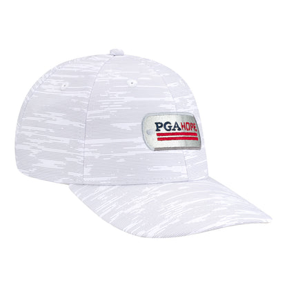 Ahead PGA HOPE Streaker Printed Hat in White and Grey - Angled Front Right View