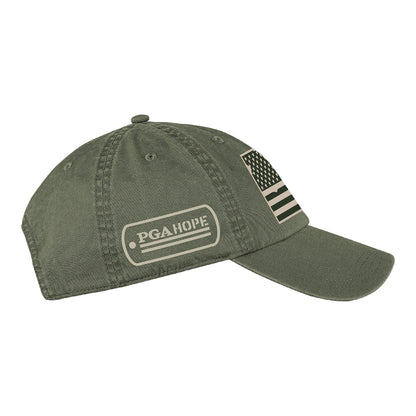 Ahead PGA HOPE Sonne Cotton Twill Patch Flag Hat in Olive - Right Side View