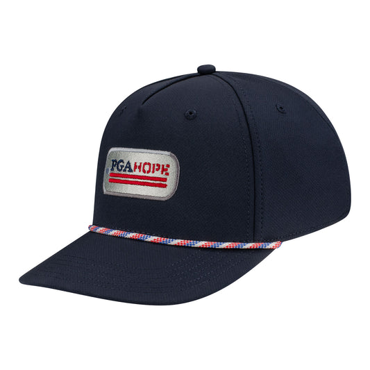 Ahead PGA HOPE Alto Rope Hat in Navy and Red Multi - Angled Front Left View
