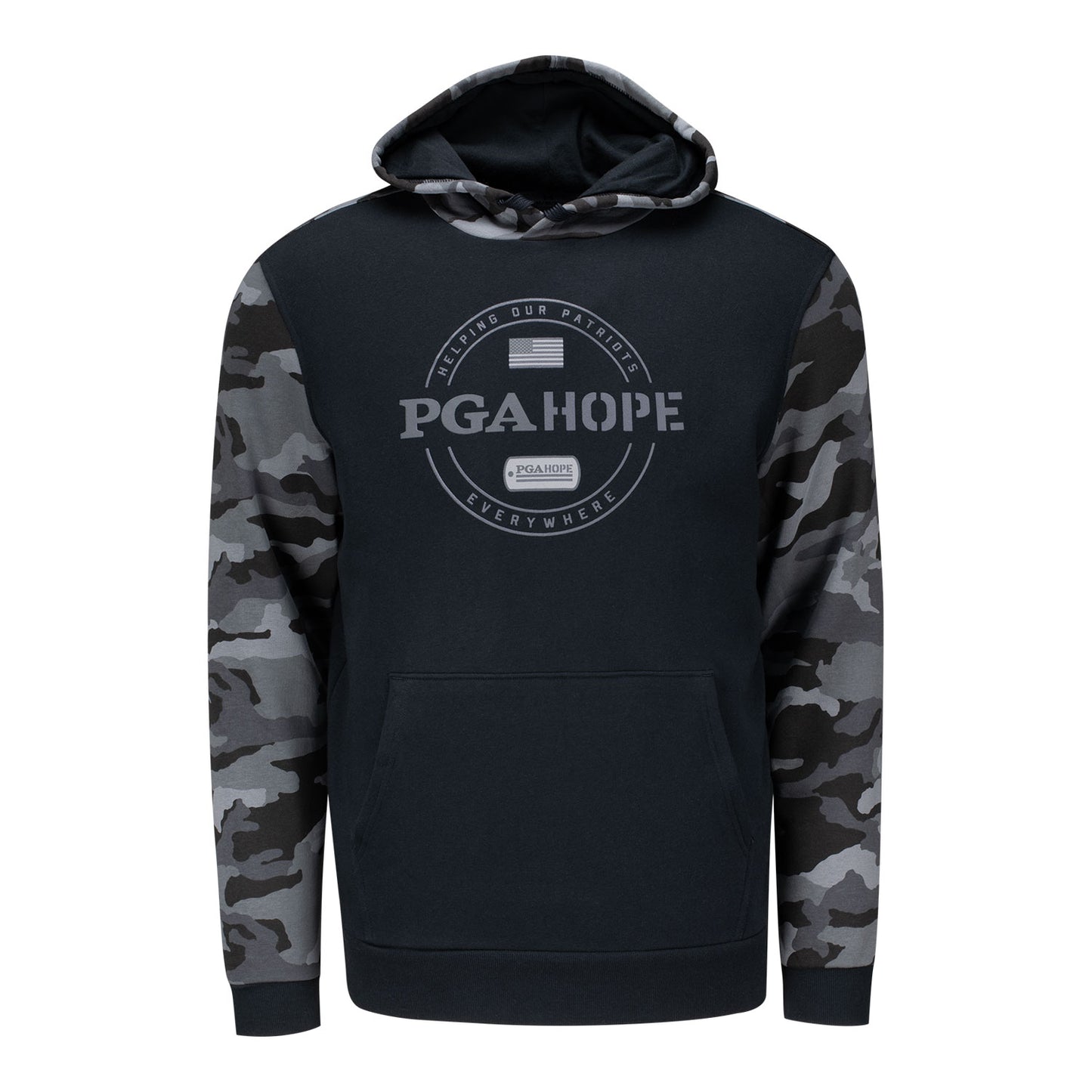 Under Armour PGA HOPE Rival Fleece Hoodie in Black Camo - Front View