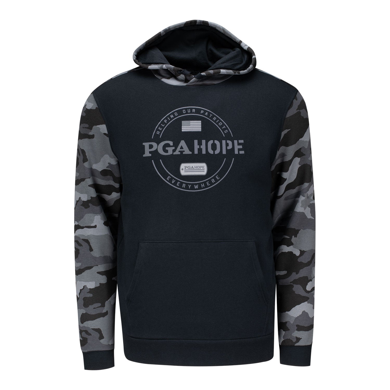 Under Armour PGA HOPE Rival Fleece Hoodie in Black Camo - Front View