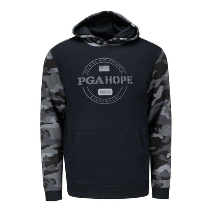 Under Armour PGA HOPE Rival Fleece Hoodie in Black Camo - Front View