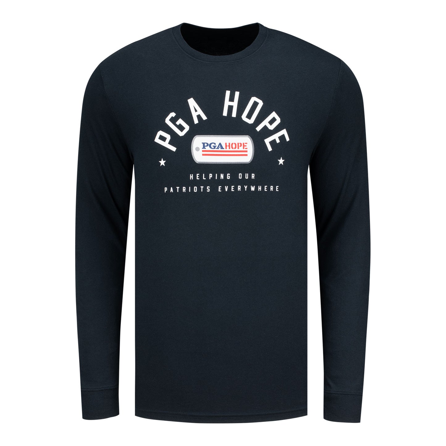 Gear for Sports PGA HOPE Arched Text and Logo Long Sleeve Shirt in Black - Front View