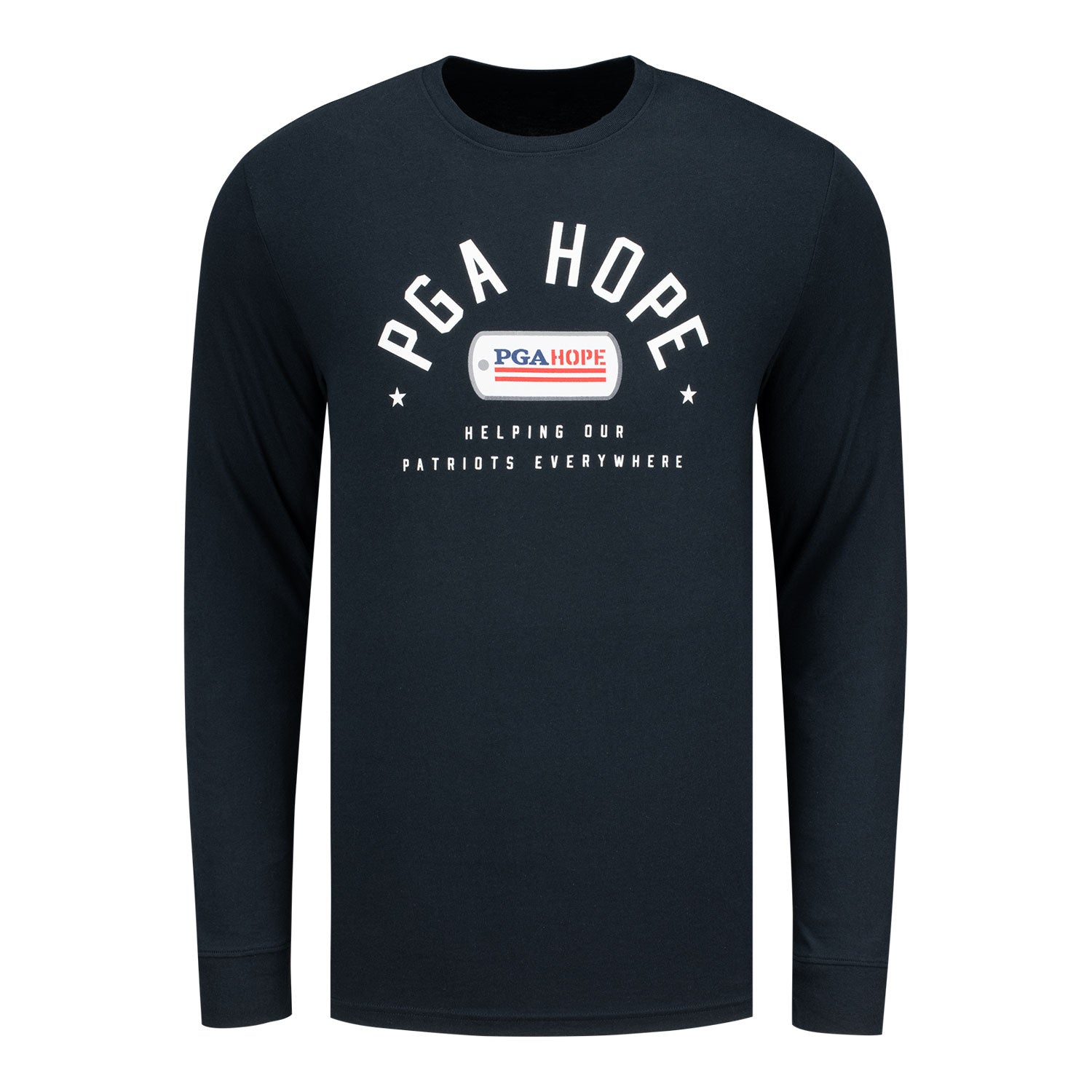 Gear for Sports PGA HOPE Arched Text and Logo Long Sleeve Shirt in Black - Front View