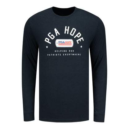 Gear for Sports PGA HOPE Arched Text and Logo Long Sleeve Shirt in Black - Front View
