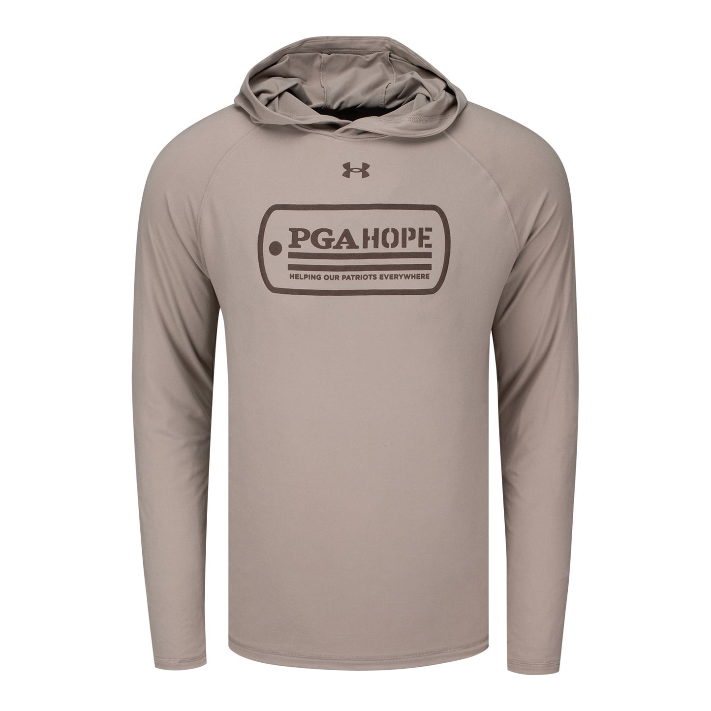 Gear for Sports PGA HOPE Long Sleeve Hooded T-Shirt in Timberwolf Taupe - Front View