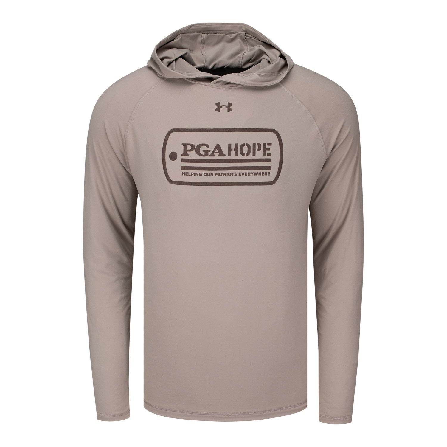 Gear for Sports PGA HOPE Long Sleeve Hooded T-Shirt in Timberwolf Taupe - Front View