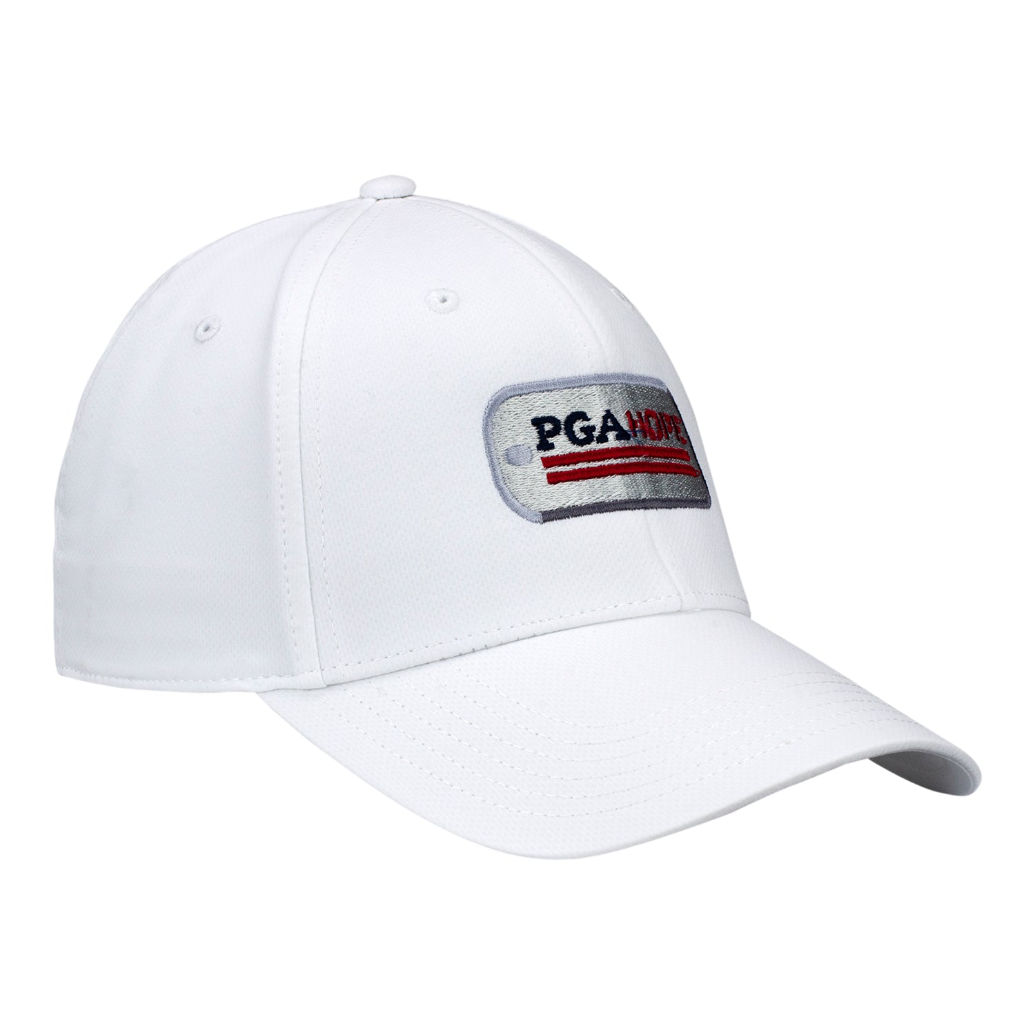 Ahead PGA HOPE Unisex Ultimate-Fit Tech Unstructured Hat in White - Front Right Angled View