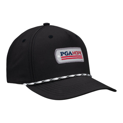 Ahead PGA HOPE Classic-Fit Structured Rope Hat in Black & Grey Multi - Front Right Angled View