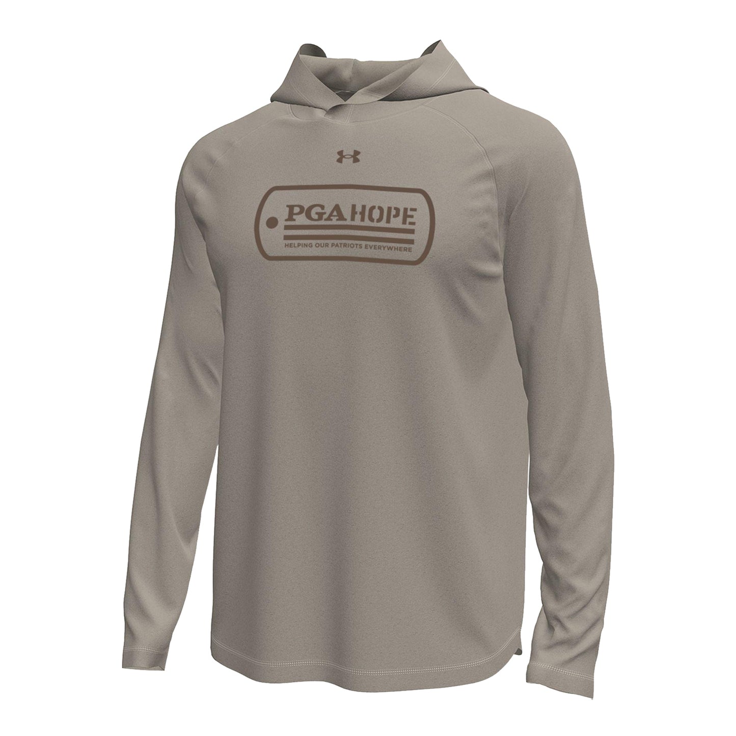 Gear for Sports PGA HOPE Long Sleeve Hooded T-Shirt in Timberwolf Taupe - Front View